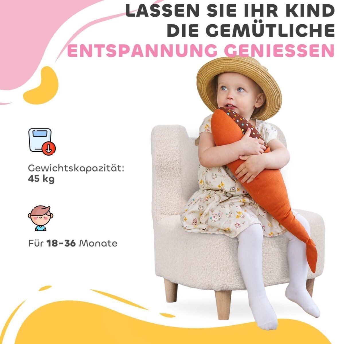 Mažylio fotelis su meškiuko ausimis ir tedžio vilnos užvalkalu