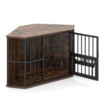 Erdvus kampinis šunų narvas su dviem nerūdijančio plieno dubenėliais (Ruda)