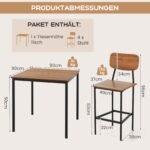 Virtuvės stalas su 4 baro kėdėmis natūrali medžio apdaila (Ruda)