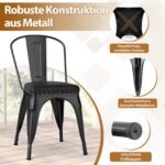 Metaliniai virtuvės kėdžių komplektai (4 vnt.) su minkšta sėdyne (Juoda)