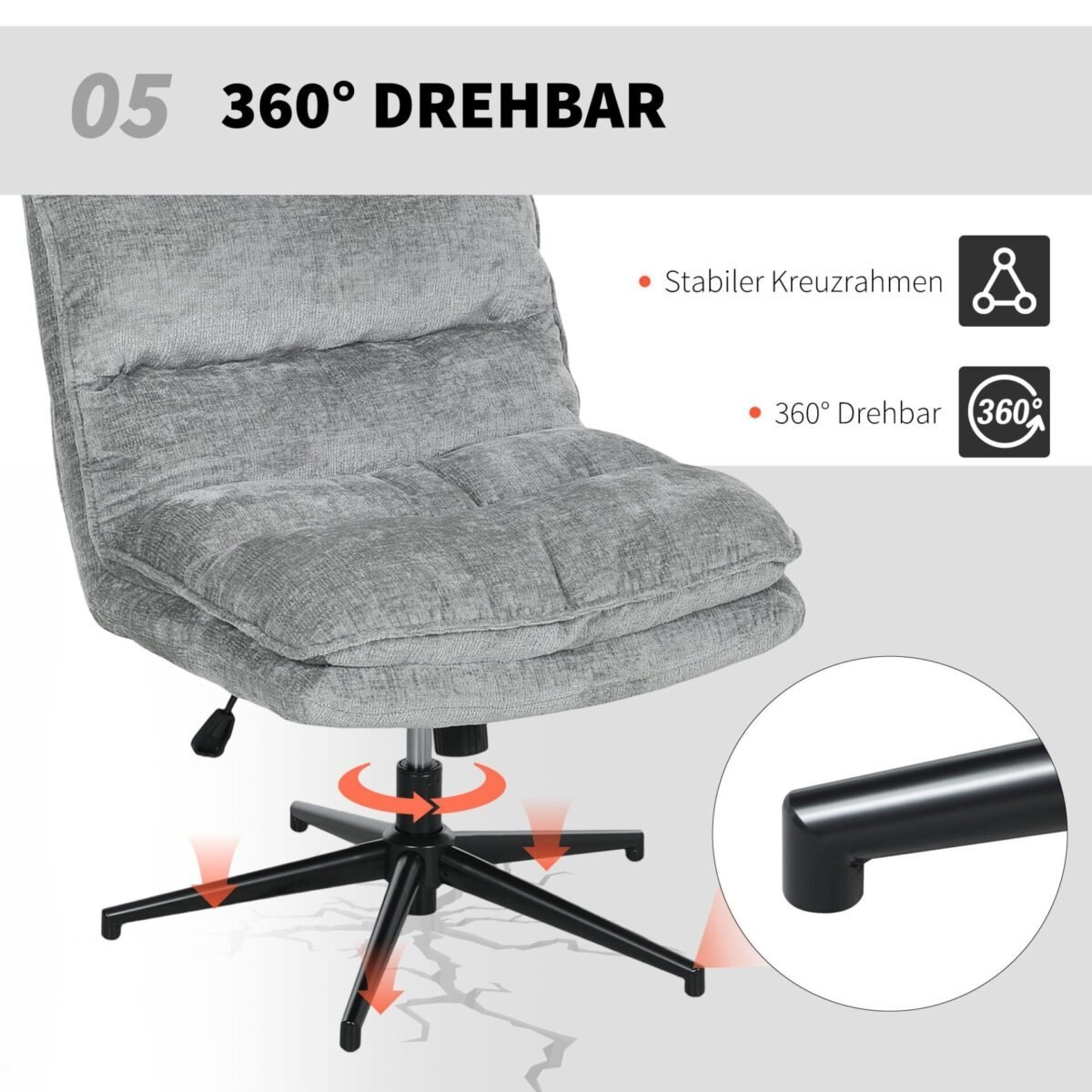 Patogi biuro kėdė be porankių, reguliuojamo aukščio ir su sukimosi bei supimo funkcija