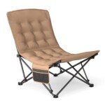 Sulankstoma kempingo kėdė su reguliuojamu atlošu ir 225 kg apkrova (Chaki)