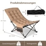 Sulankstoma kempingo kėdė su reguliuojamu atlošu ir 225 kg apkrova (Chaki)