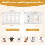Sulankstomas aptvaras šuniukams ir mažiesiems gyvūnams su užrakinamosiomis durimis (Balta)