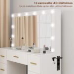 Kompaktiškas makiažo staliukas su 7 stalčiais ir LED apšvietimu