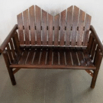 Dvivietis sodo suoliukas su atlošu iš masyvmedžio (Ruda)