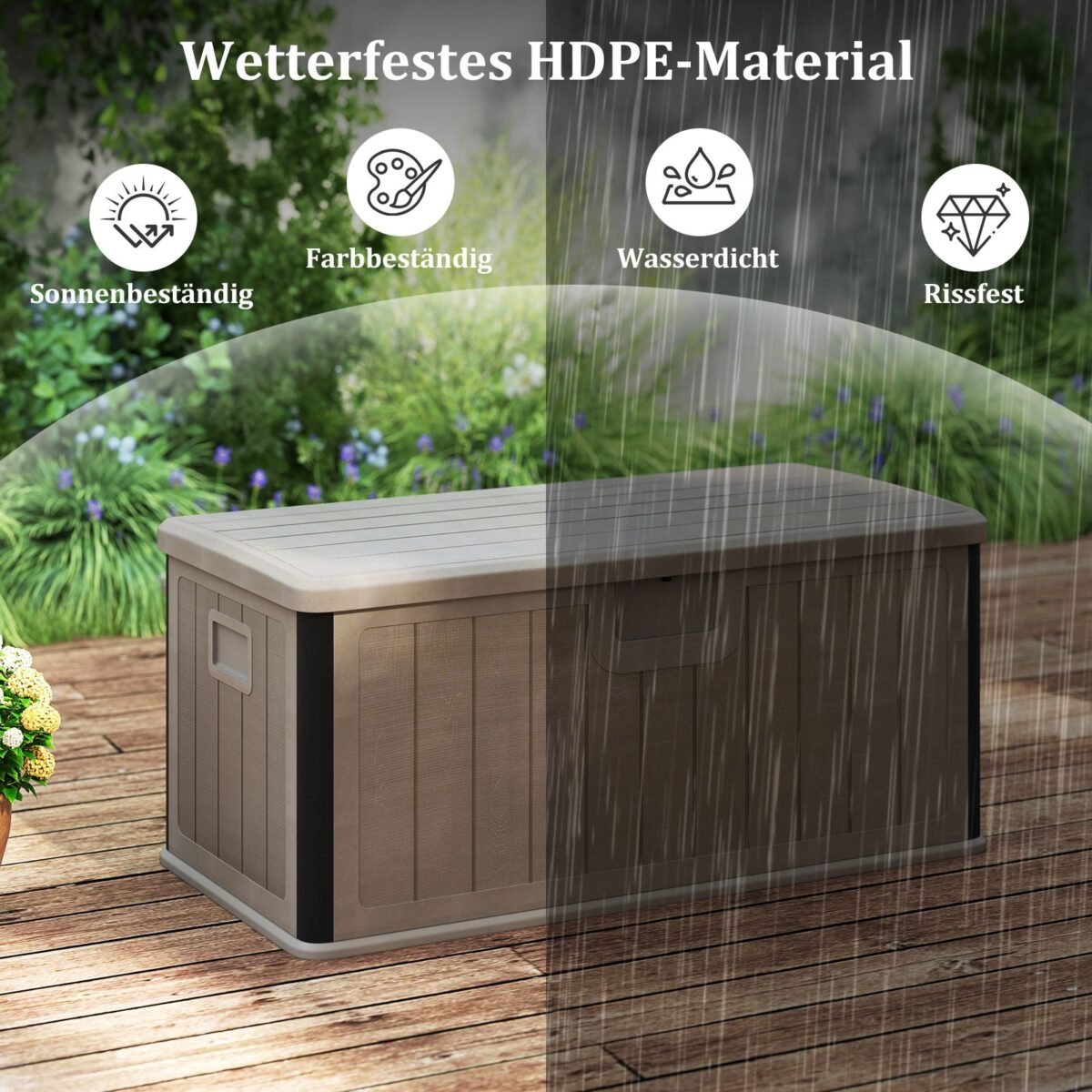 Sodo daiktų dėžė su užraktu ir dujinėmis spyruoklėmis (Ruda)