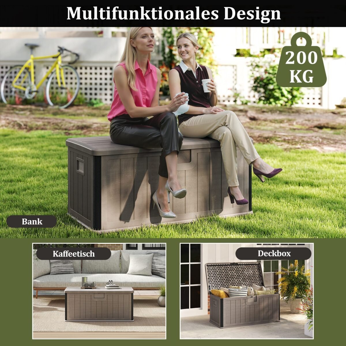 Sodo daiktų dėžė su užraktu ir dujinėmis spyruoklėmis (Ruda)