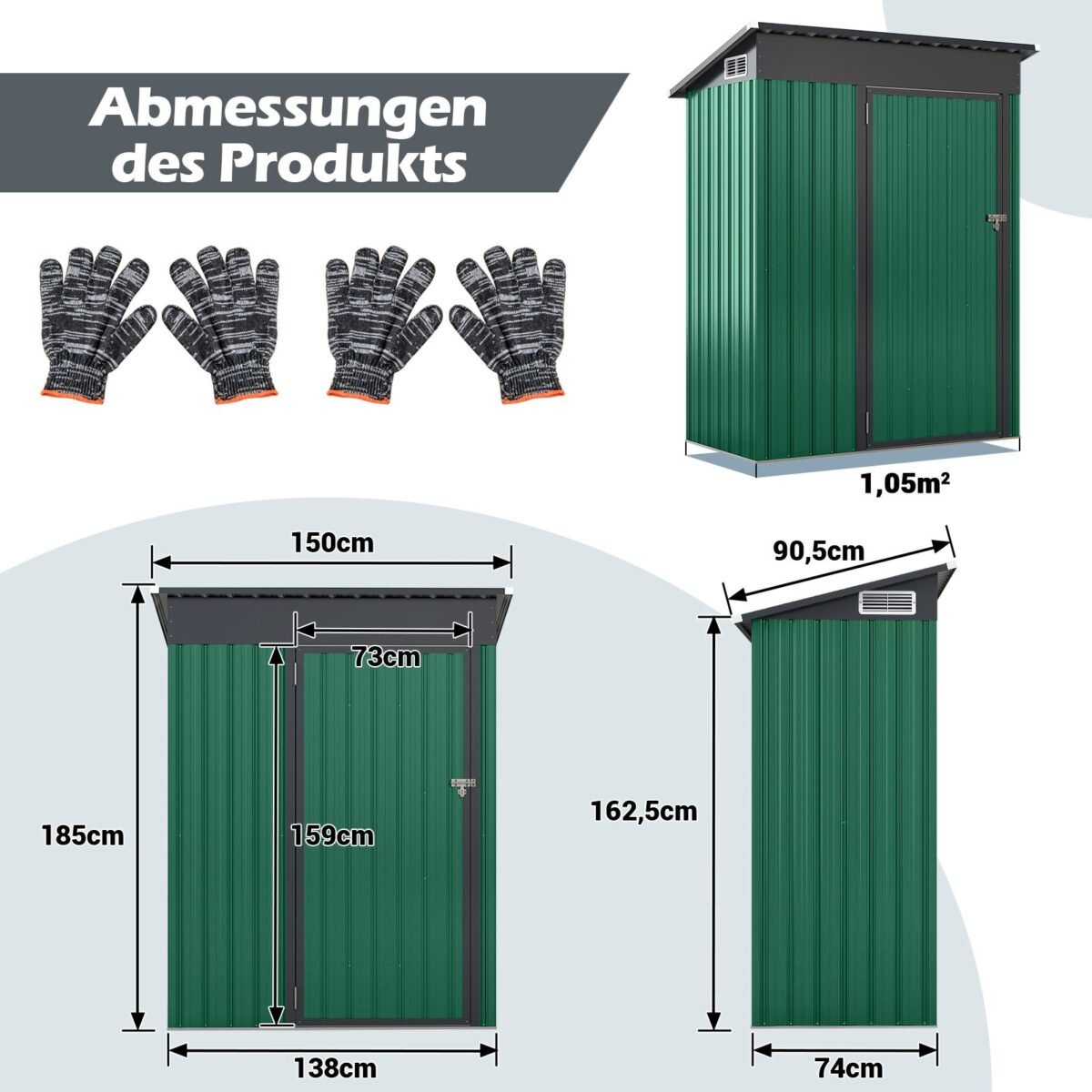 Sodo namelis nuožulniu stogu 1.5 m³ (Žalia)