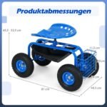Sodo vežimėlis su ratukais reguliuojamu aukščiu ir pasukama sėdyne (Mėlyna)