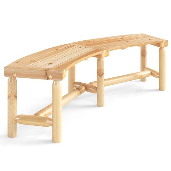 Lenktas medinis lauko suoliukas (Natūrali)