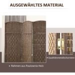 Trijų dalių sulankstoma kambario pertvara su pintais elementais ir pušies rėmu