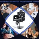 Reguliuojamo aukščio kirpyklos kėdė su atlošu ir galvos atrama (Juoda)