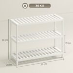 Trijų lygių bambukinė batų ir daiktų lentyna