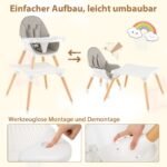 Universalus vaikiškos kėdutės-stalo komplektas 6 viename (Pilka)