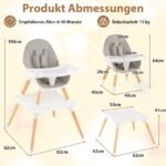 Universalus vaikiškos kėdutės-stalo komplektas 6 viename (Pilka)