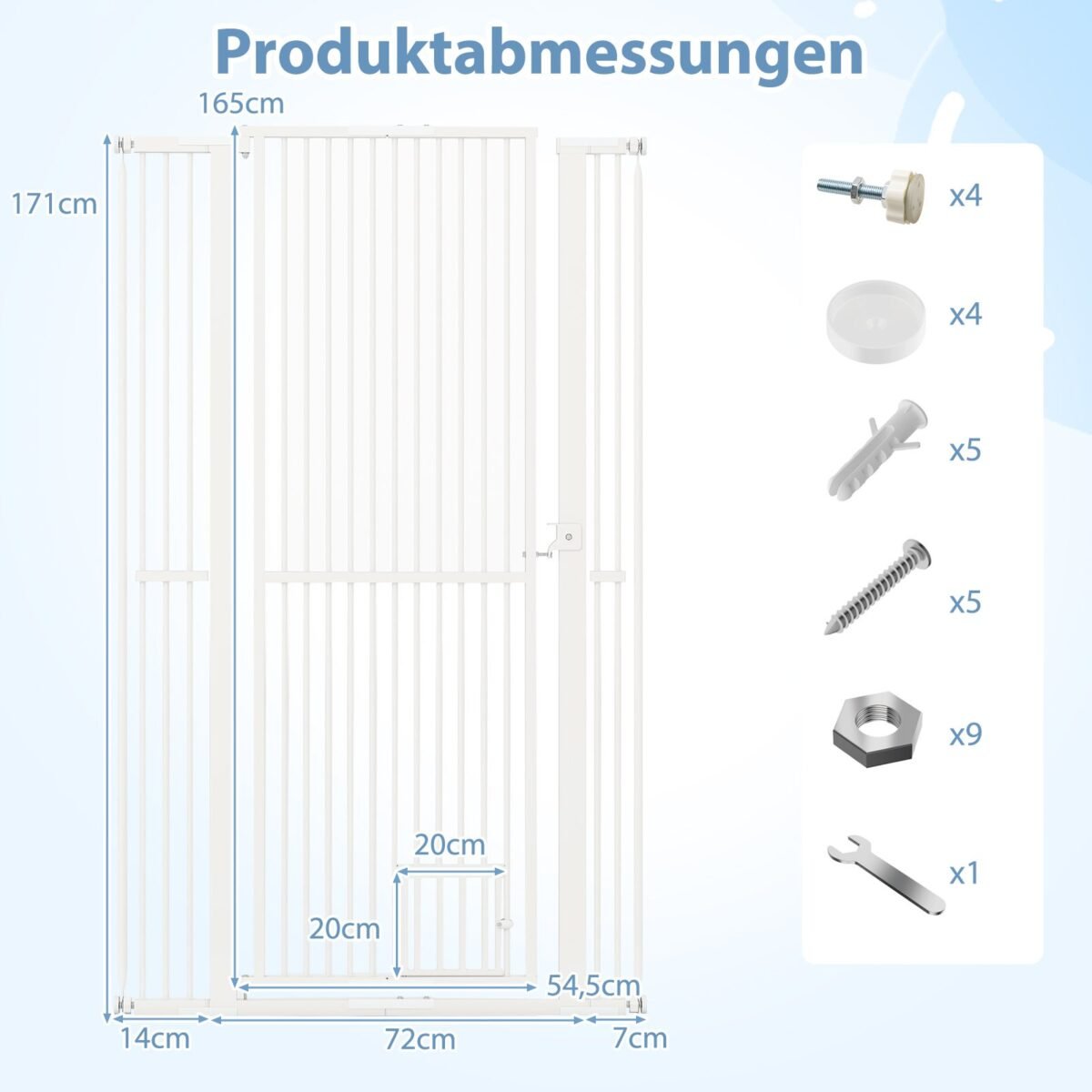 Aukšta metalinė tvorelė gyvūnams su praplėtimais (Balta)