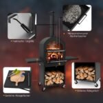 Lauko malkomis kūrenama picų krosnis su apsaugine danga (Juoda)