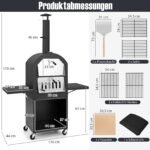 Lauko malkomis kūrenama picų krosnis su apsaugine danga (Juoda)