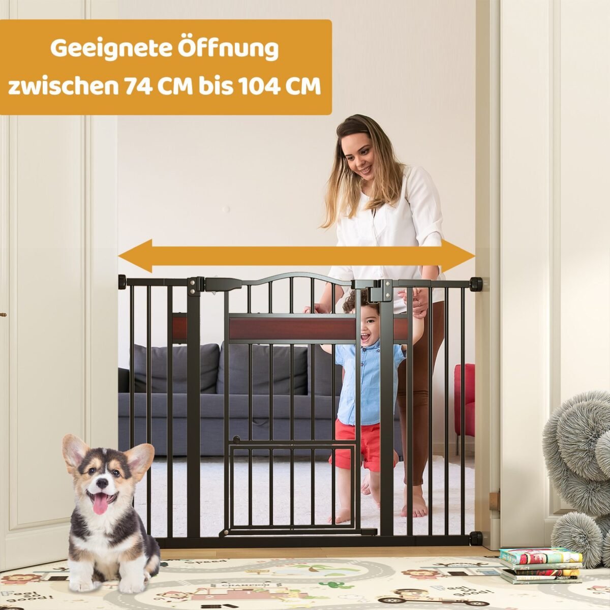 Apsauginiai šunų varteliai su prailginimais be gręžimo (Juoda)