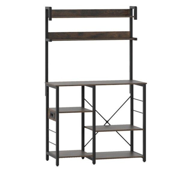 Virtuvės stovas su LED apšvietimu ir įkrovimo stotele (Rustiška ruda)