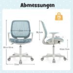 Reguliuojamo aukščio ergonomiški vaikiškos kėdės ratukai (Mėlyna)