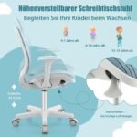 Reguliuojamo aukščio ergonomiški vaikiškos kėdės ratukai (Mėlyna)