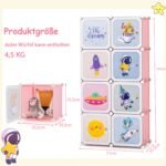 Vaikiška drabužių spinta su 8 skyreliais ir pakabinama lentyna (Rožinė)