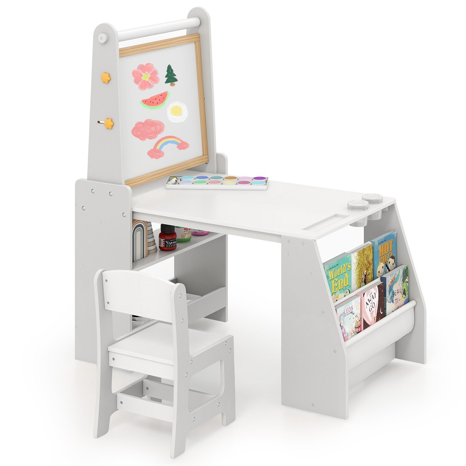 kinderkunsttischstuhlsetkindertischmitstaffeleistuhlwhiteboardkreidetafelgrau_1754377321363_image_2 Vaikiškas stalo ir kėdės komplektas su rašomuoju paviršiumi (Pilka)