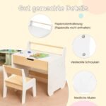 Vaikiškas stalas ir kėdė su nuimama lenta (Balta)