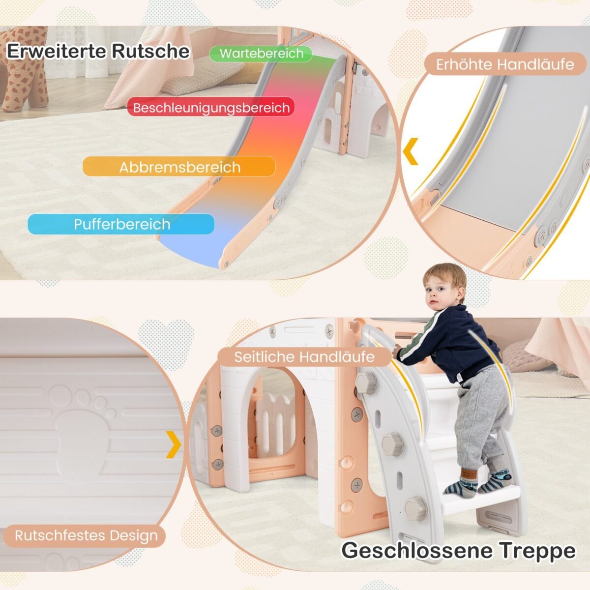 9in1 Vaikų žaidimų aikštelė su krepšinio lanku ir tuneliu (Rožinė)