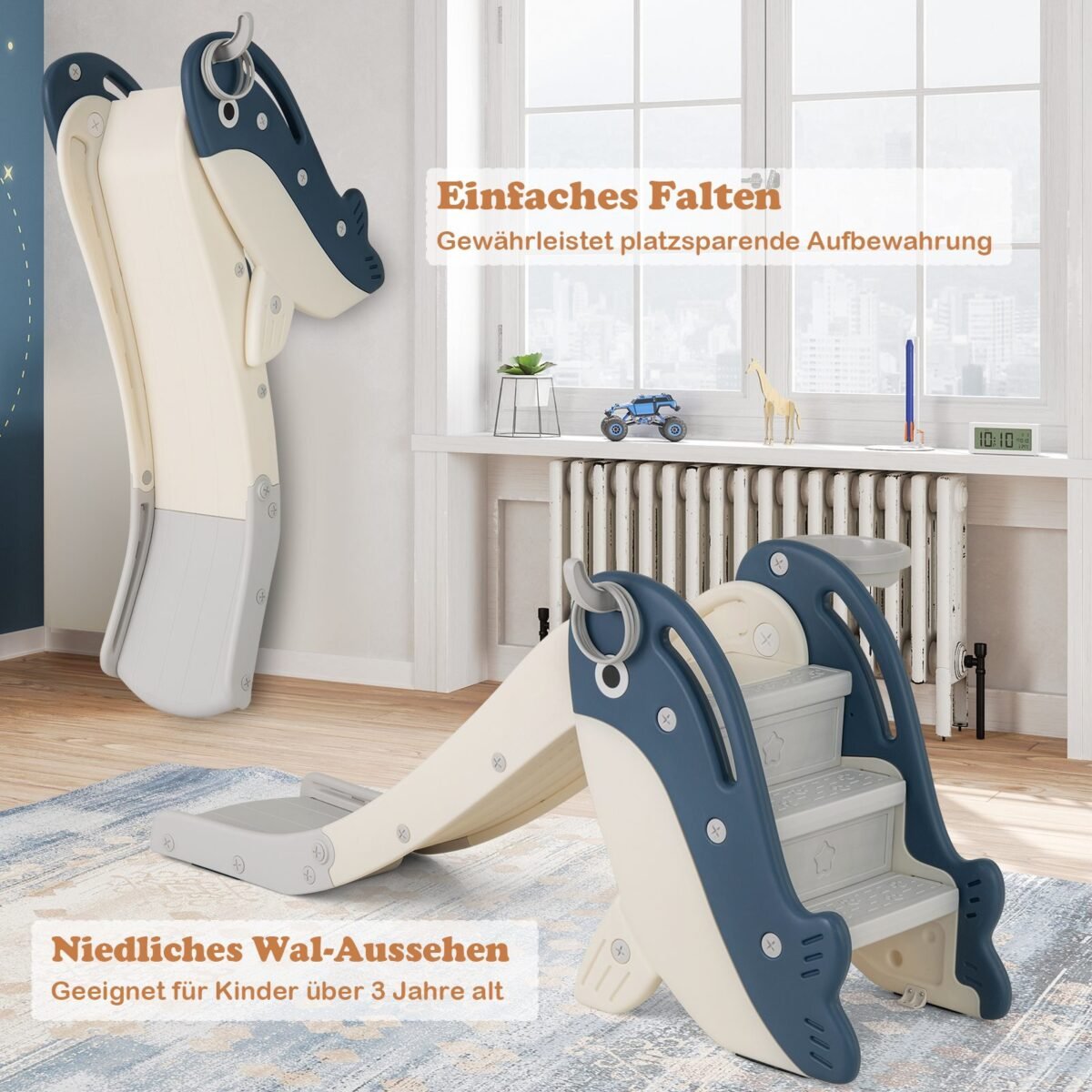 Daugiafunkcinė vaikiška čiuožykla su krepšinio lenta (Pilka)