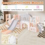 Vaikiškos žaidimų aikštelės su čiuožykla sūpynėmis ir krepšinio lanku (Rožinė)