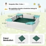 Smėlio dėžė su suoliukais ir apsauginiu uždangalu (Balta)