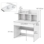 Vaikiškas rašomasis stalas su stalčiumi ir lentyna (Balta)