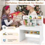 Vaikiškas rašomasis stalas su stalčiumi ir lentyna (Balta)