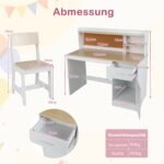 Vaikiškas rašomasis stalas su kėdės komplektu ir lentynomis (Natūrali + Balta)