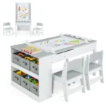 Daugiafunkcis stalas su pakeliama darbine plokšte ir laikymo skyriais (Pilka)