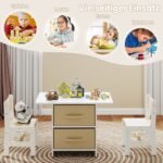 Vaikų medinis stalas su dviem kėdutėmis ir laikymo dėže (Smėlio)