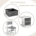 Vaikiškas stalelis su dviem kėdutėmis ir laikymo dėžėmis (Pilka)