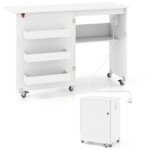 Sulankstomas siuvimo ir rankdarbių stalas su integruota įkrovimo stotele (Balta)