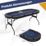 Sulankstomas pokerio stalas 8 žaidėjams su puodelių laikikliais (Mėlyna)