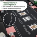 Sulankstomas pokerio stalas 8 žaidėjams su puodelių laikikliais ir paminkštinta atrama (Juoda)