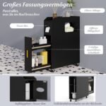 Siauras vonios organizatorius su stalčiumi ir tualetinio šepetėlio laikikliu (Juoda)