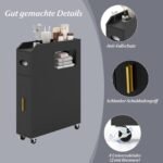 Siauras vonios organizatorius su stalčiumi ir tualetinio šepetėlio laikikliu (Juoda)