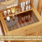 Kompaktiškas tualetinis staliukas su veidrodžiu ir dviem stalčiais (Natūrali)