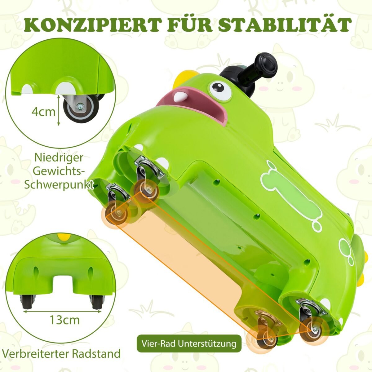 Vaikiškas paspiriamasis automobilis su daiktadėže ir garsais (Žalia)