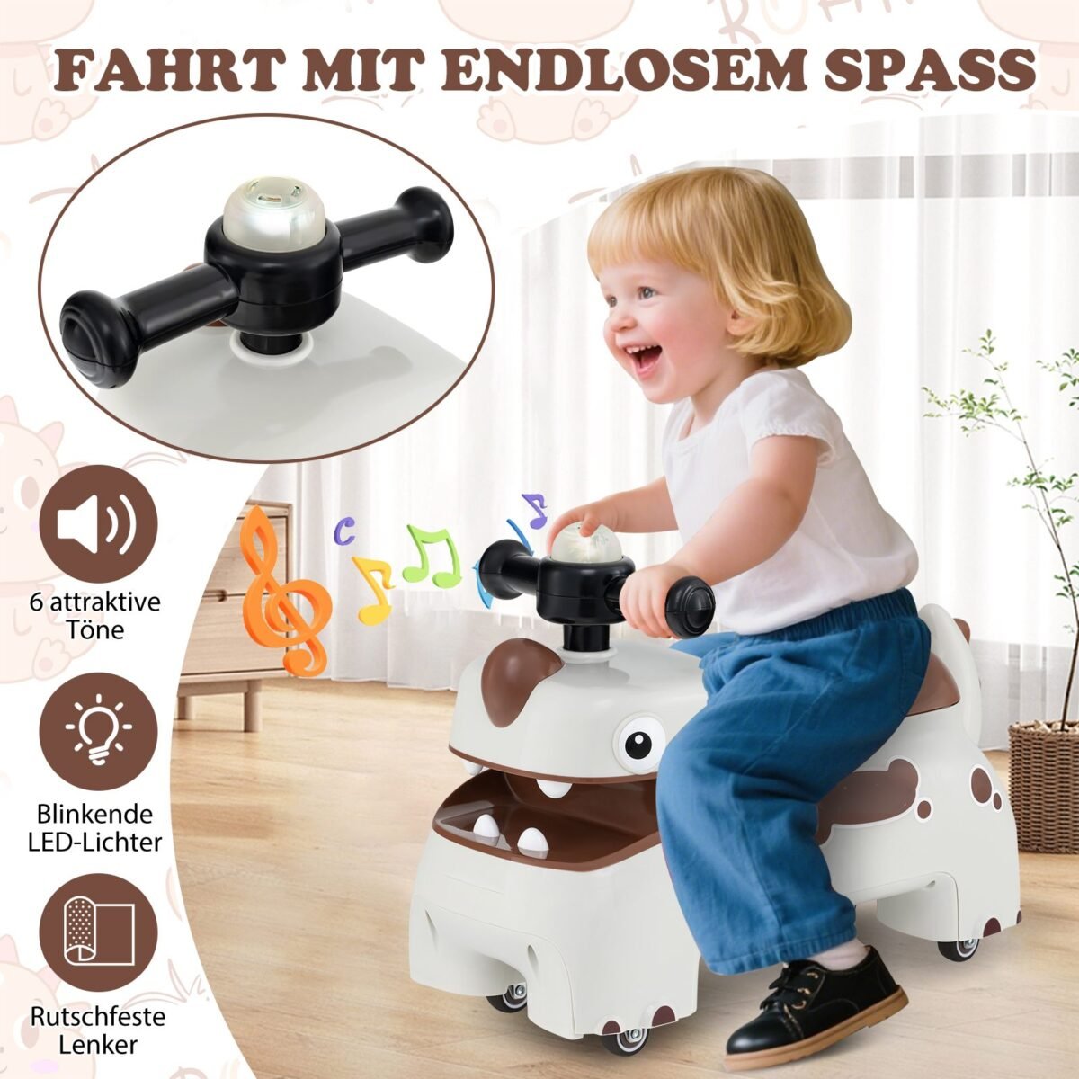 Vaikiškas automobilis su garsais ir šviesomis (Balta)