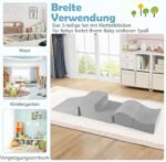 5 dalių minkštų putplasčio blokų komplektas su kamuoliukų baseinu ir nuimamu užvalkalu (Pilka)