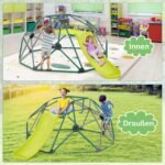 Vaikų laipiojimo kupolas su čiuožykla ir platforma (Žalia)